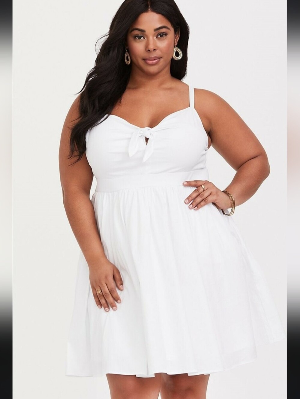 torrid White Tie-Front Spaghetti Strap Mini Dress